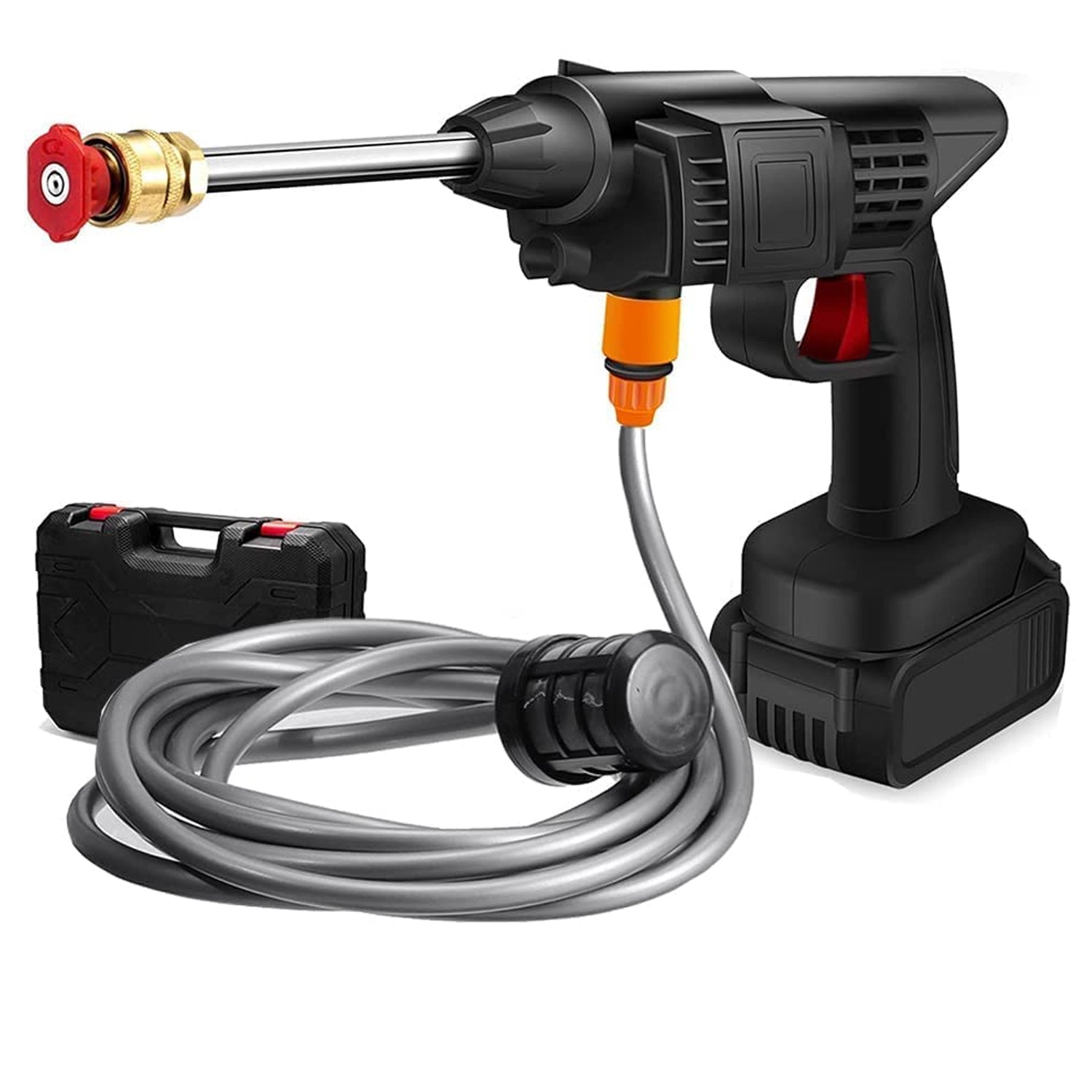8550 48V Car washing Kit, Portable Pressure Washer with, Rechargeable | Cordless Pressure Washer Gun | Handheld Pressure Washer for Car | Car Washer Gun (Type 1- Single Battery) 8550 48V Car washing Kit, Portable Pressure Washer with, Rechargeable | Cordless Pressure Washer Gun | Handheld Pressure Washer for Car | Car Washer Gun (Type 1- Single Battery)
